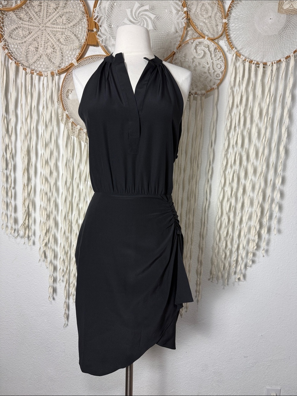 Nili Lotan Silk Black Collins Black Crepe De Chine Halter Dress Size 0/XS